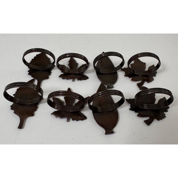 Rustic Leaf Design Napkin Rings Set Of 8 Holiday Fall Home Decor Dining  Brown - Picture 9 of 15